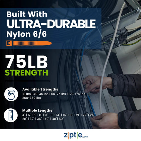 11 Inch Multi Purpose Zip Tie 75 Lb Tensile Strength UL 21S Listed Black 1000 Pack For Home Office And Garage Cable Management And Keep Cables Neat And Tidy In One Easy Wrap