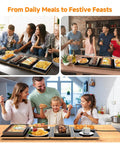 Gathering using Electric Warming Tray 4 In 1 Food Warmer For Parties And Buffets, showcasing its glass surface with various dishes.