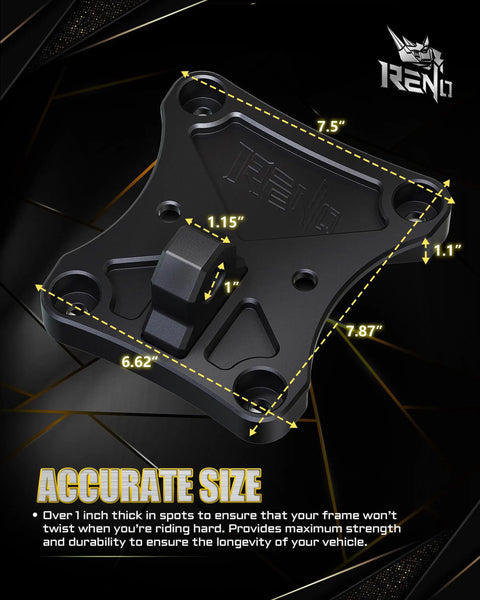 Beefy Rear Radius Rod Plate For UTV Aluminum Tow Hook Plate With D Ring And Soft Shackle Compatibility Fits Maverick X3 900 X Max Heavy Duty CNC Machined 7075 Aluminum Black 1Pc, black plate with 7.5 inch dimensions