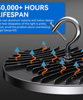 Back view of 4 Pack 200W LED High Bay Lights with heat dissipation design and hook attachment, shown in die-cast aluminum.