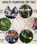 Heavy Duty White Zip Ties Set 4 6 8 12 Inch 400 Pack UV Resistant for work, garden, home, and outdoor binding