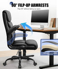 Ergonomic Leather Office Chair With Flip Up Armrests Big And Tall High Back Executive Computer And Gaming Chair With Footrest