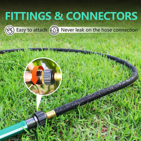 Half Inch Soaker Hose 50 Feet For Garden Beds Heavy Duty Drip Irrigation Kit Rubber Watering Hose with connectors on grass