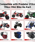 PE22 22mm Carburetor Jet Kit For Predator 212cc And 196cc Clone Engines, Coleman Mini Bike CT200U-EX BT200X B200R KT196, Go Kart Baja Warrior GX160 GX200, Includes Intake Manifold