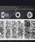 224 Piece M6 Stainless Steel Hexagon Flange Bolt Nut Washer Set Metric Fasteners Assortment Kit For Auto DIY And Heavy Duty Repairs With Precision Threads, 304 stainless steel set in organizer trays