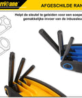 Close-up of Foldable 25 Piece Hex Key Set With SAE Metric Torx 270 Degree Swivel for DIY showing multiple extended hex keys.