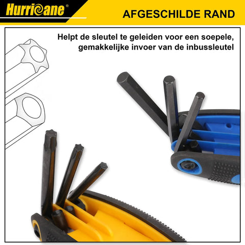 Close-up of Foldable 25 Piece Hex Key Set With SAE Metric Torx 270 Degree Swivel for DIY showing multiple extended hex keys.