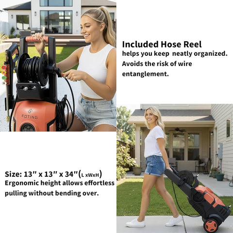 Woman using Beast Mode Cleaning Power With 5000 Max PSI Pressure Washer Touchscreen Control And Foam Cannon on driveway