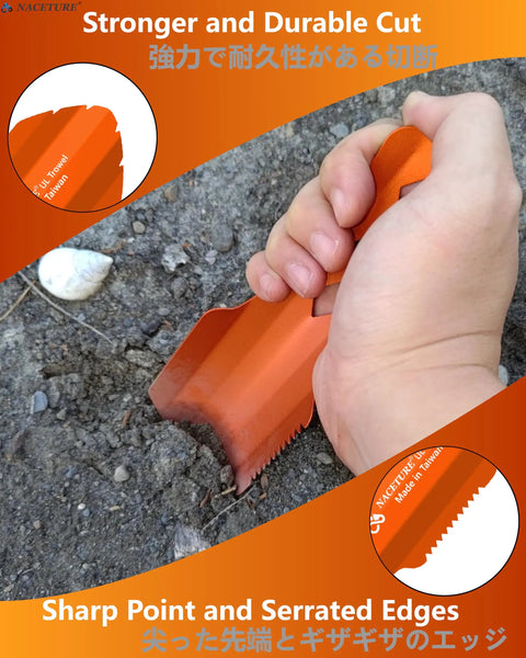 Backpacking Trowel Aluminum Shovel With Longer Handle For Ultralight Hiking And Camping being used to dig in soil.
