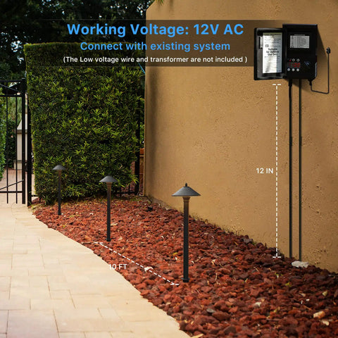 Low Voltage Outdoor Pathway Lighting Kit 8 Pack Warm White 2700K 40 Lumen LED Path Lights Wired 12V AC Metal Brown Finish