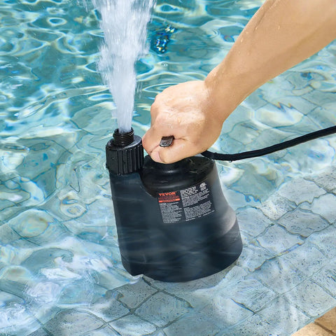 Hand operating Submersible Sump Pump One Third HP, 2450 GPH High Flow, 30 Feet Head, Heavy Duty Thermoplastic Water Pump With 10 Foot Power Cord
