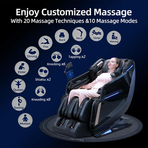 Person relaxing in 57-Inch SL-Track 4D Massage Chair With Full Body Zero Gravity Recliner Shiatsu Heat AI Voice Control Foot Roller