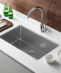 Drop In 25 By 22 Inch Single Bowl Kitchen Sink Topmount In 18 Gauge Stainless Steel With Grid And Basket Strainer Installed