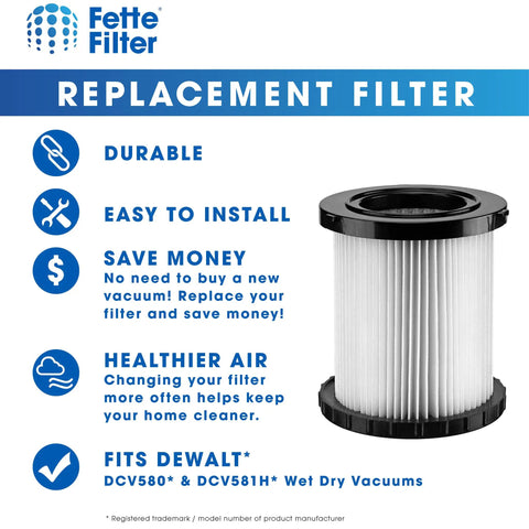 Replacement Filters For Wet Dry Vacuum Cleaner Compatible With DeWalt DCV580 DCV581H Models Pack Of 4 Heavy Duty Pro Grade Filtration