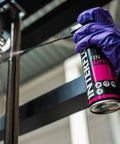 Applying Fin Super Industrial Oil Lubricant Spray With Penetrating Dry Film Action, Teflon Free And PFAS Free, 300ml aerosol on machinery chain