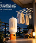 All In One Portable Clothes And Shoe Dryer With Hot Air Heater Mini Compact Electric Dryer For Apartment RV And Travel on balcony