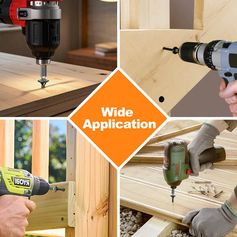 Various power drills installing Deck Screws 2-1/2 Inch, Number 10, 108 Pack, Star Drive Wood Screws for Timber and Landscaping