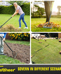 Long Handle Thatch Rake For Lawns With Adjustable Head Manual Dethatcher used in different garden scenarios