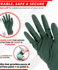 Badass Industrial Two Ply Nitrile Gloves, 8.5 Mil Thick With Raised Diamond Grip For Rip And Chemical Resistance, Disposable Latex Free, X Large, 1000 Count Per Box For Your Daily Grind - showing green nitrile glove with extended cuff.