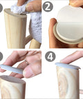 Installation steps of Self Adhesive Furniture Sliders For Carpet, 40 Pack Moving Pads on wooden furniture legs.