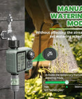 No Fuss Setup Hose Timer With Rain Delay And Auto Or Manual Modes for lawn yard garden watering sprinkler shown in use