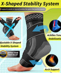 Image of All Day Comfort Ankle Support Brace for men and women, black medium with X-shaped stability design for Achilles tendon relief.
