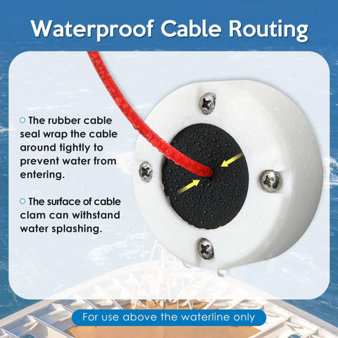 Round Waterproof Cable Gland Pass Through For Marine Auto And Home, Split Seal Design, Easy Install, White Includes Gasket Deck Ring