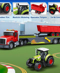 3 In 1 21 Inch Semi Flatbed Truck Toy With Farm Truck For Toddlers And Kids Ages 3 4 5 6 7 Friction Powered Vehicles