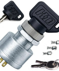 Heavy Duty Starter Ignition Key Switch For EZGO Electric Golf Carts With Umbrella Key, prongs, OEM and standard keys shown