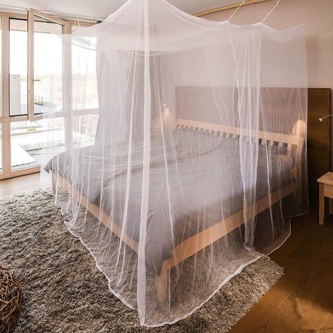 One Side Opening Bed Mosquito Net Canopy, White Mesh Netting For Bedroom, Lightweight and Breathable Canopy on Bed Frame