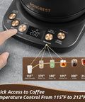 User selecting temperature preset on Gooseneck Electric Kettle 1L With Six Temperature Presets, 1200W Fast Heating, Auto Shut-Off.