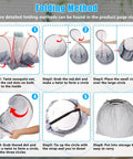 Step-by-step folding instructions for Extra Large Pop Up Mosquito Tent For Bed Camping And Travel Portable Foldable Net