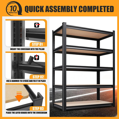 Heavy Duty Garage Shelving Unit With 2050 Lb Capacity, Industrial Grade Steel, Metal Adjustable Storage Rack For Basement Pantry Kitchen And Warehouse, 71 Inch Tall Black with 3 shelves