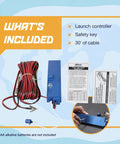2230 E Launch Controller For Model Rockets And Kits with 30' cable and safety key, visible blue component and manuals included