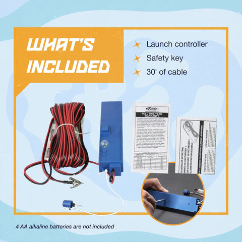 2230 E Launch Controller For Model Rockets And Kits with 30' cable and safety key, visible blue component and manuals included