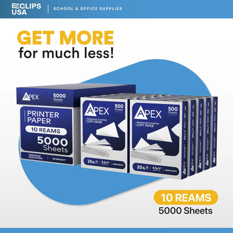 Premium Multipurpose Copy Paper 8.5 By 11 Inches 20 Lb 92 Brightness Crisp White Sheets Real Deal Zero Jam Printing ten reams
