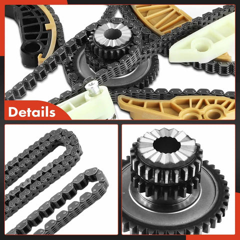 Engine Timing Chain Kit With Tensioner Guide For DOHC 2.0L EA888 Engines details showing chains and gears