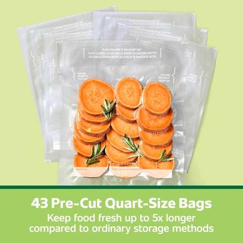 Quart Pre Cut Vacuum Seal Bags Easy To Use Align To Seal And Tear To Open Leakproof Vacuum Sealer Storage Bags 43 Pack
