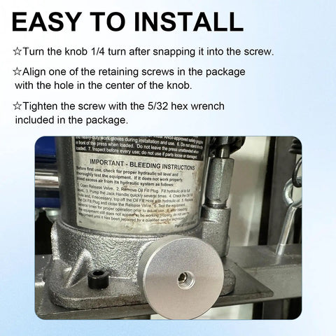 Replacement Pressure Release Knob For Bottle Jacks Seven Sixteenths Inch Diameter 6061 Aluminum installed on jack
