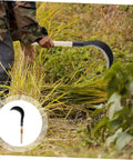 Manganese Steel Garden Sickle With Wooden Handle Ergonomic Design For Easy Weeding Trimming And Harvesting Built Tough Ultra Durable Multi Purpose Tool For Farm Yard And Garden Chores used in field.