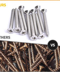 Built Tough 304 Stainless Steel Wood Screws And Self Tapping Assortment Kit Featuring Phillips Flat Heads For Sheet Metal Jobs And Heavy Duty Backyard Projects 450 Piece Set comparison of stainless steel screws with others.