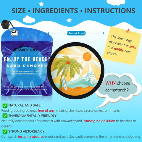 Beach Sand Remover Tool For Family Trips And Travel Must Have Gear To Clean Towels Pets And Gear After A Beach Day packaging with details