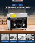 Front view of 3L Ultrasonic Cleaner With Degas And Gentle Modes 120W Heater Stainless Steel Tank Timer And Knob Controls