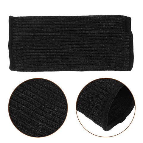 Heavy Duty Cut Resistant Arm Sleeves For Work 20 Cm Length Black 2 Pack showcasing the durable HPPE nylon blend material.