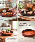 12 Inch Bamboo Lazy Susan Turntable For Kitchen Pantries Delivers Slick 360 Spin To Keep Condiments Grabbed Instantly in use with food.