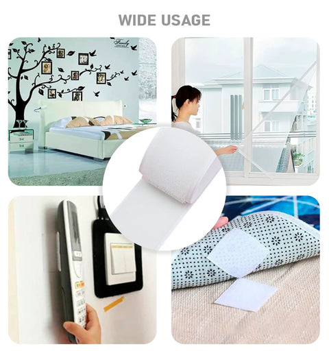 Slick White Hook And Loop Tape With Hella Strong Self Adhesive Backing For No Fuss Quick Fixes Carpet Nets And Craft Projects That Totally Stay Put for cable management and securing carpets.