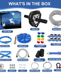 160Ft Backyard Zip Line Kit For Kids And Adults Up To 360 Lbs with removable trolley, safety harness, tools, and accessories.