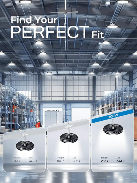 Crazy Bright 45000 Lumen 300W High Bay LED Shop Light For Garage And Workshop Energy Efficient Daylight 5000K UFO Ceiling Fixture