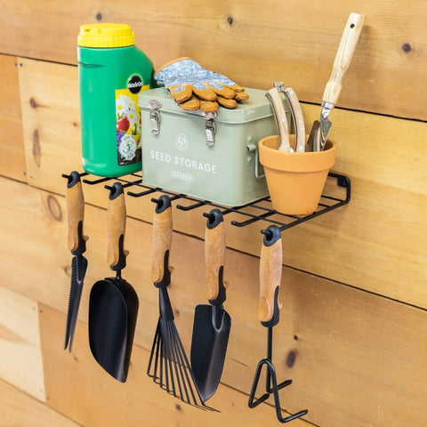 Garden Tools Organizer Wall Mount Shelf For Pruners, Shears, Scissors, Hand Tools, And Garden Supplies, Sturdy Steel Wire Rack