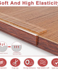 Rock Solid Clear Corner Protectors For Baby Proofing Hella Tough Soft Edge Guards displayed on a wooden table edge, showcasing its transparent design.